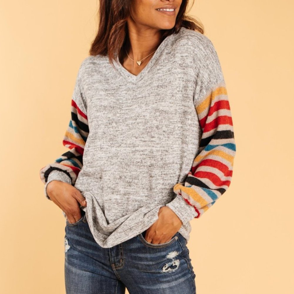 Party Up Your Sleeves Rainbow Stripes Top - Picture 6 of 8